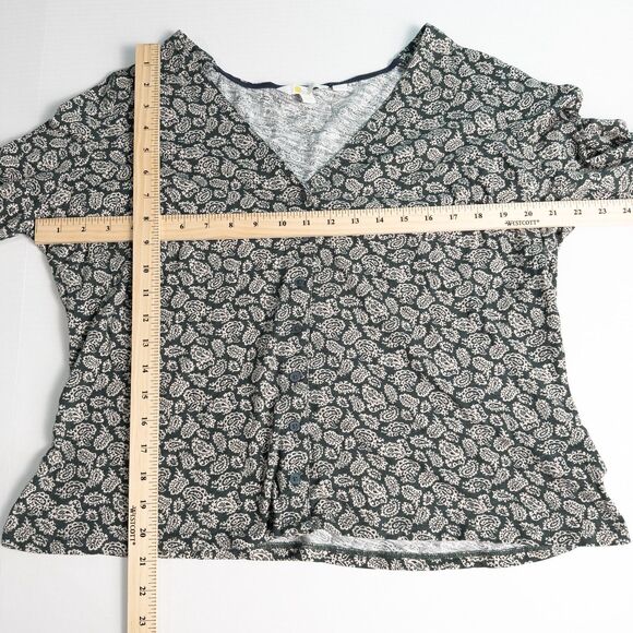Boden Button Front Cotton Long Sleeve Paisley Top Womens 20/22 (XL) Green Boho - Picture 4 of 15